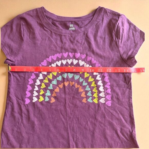 GAP Kids Girls Short Sleeve Rainbow Hearts T-Shirt Size XL (12) - Picture 5 of 8